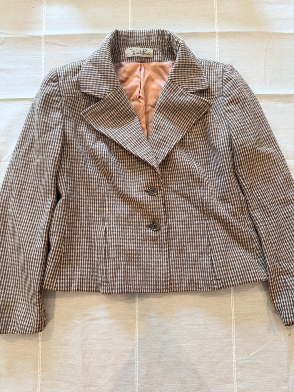 Vintage 1960’s-1970’s Emilio Pucci Brown and Cream Houndstooth Wool-Blend Blazer